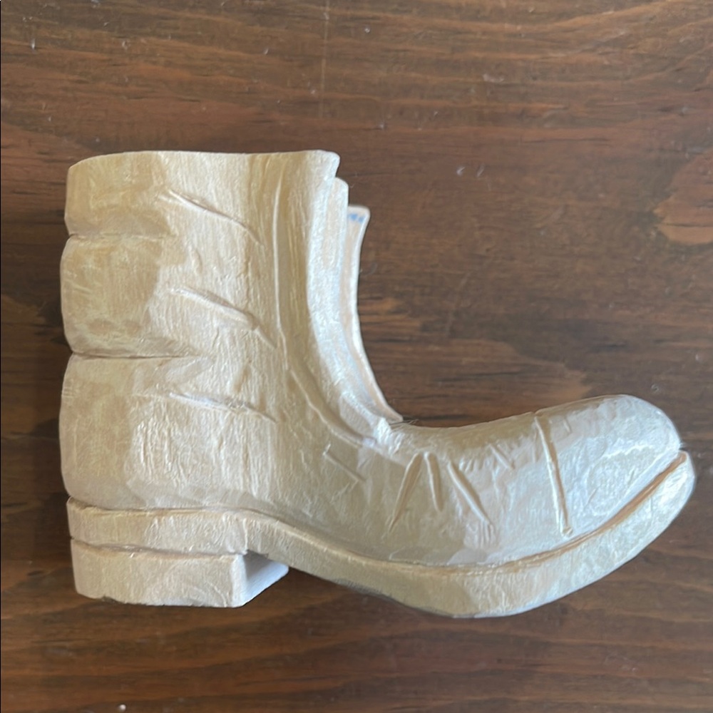 Hand Carved Wooden Boot Decor - Picture 3 of 6